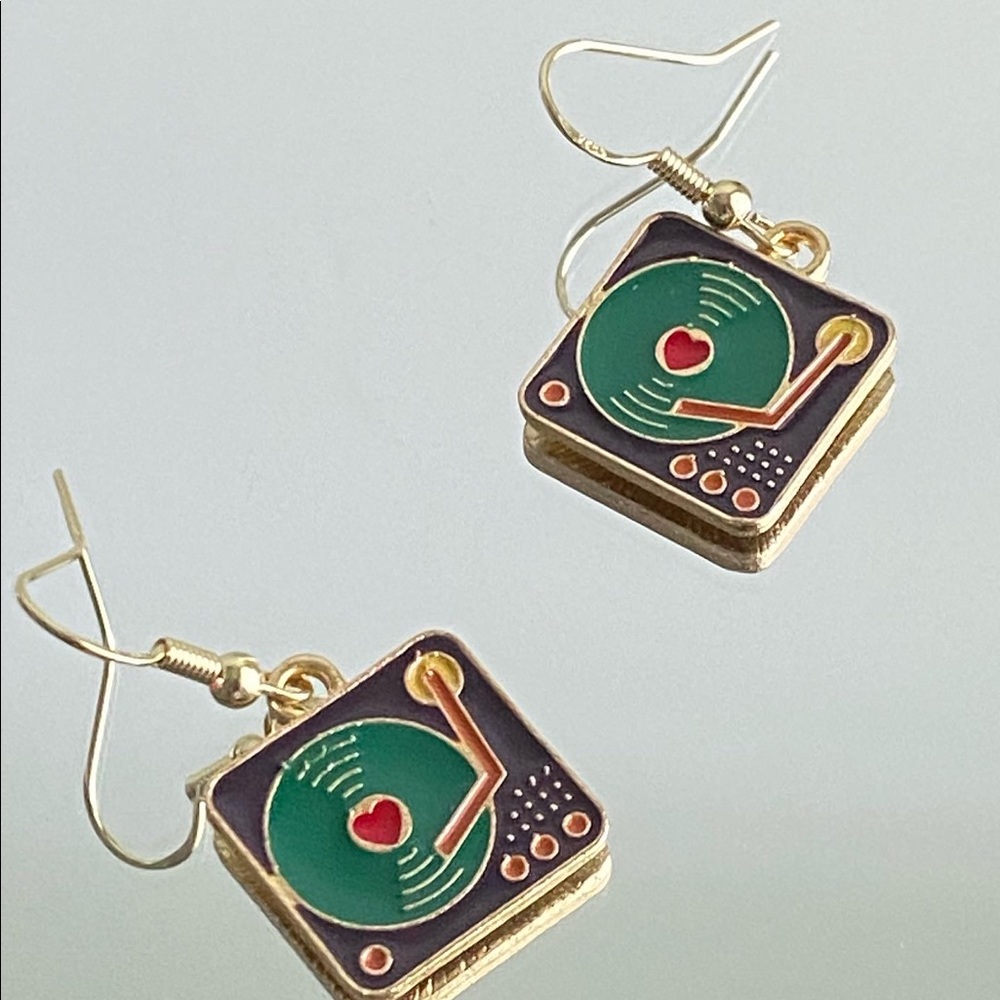 Vintage music box earrings funky earrings statement earrings unique earrings